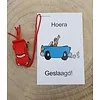 Kaartje met auto - Hoera Geslaagd!