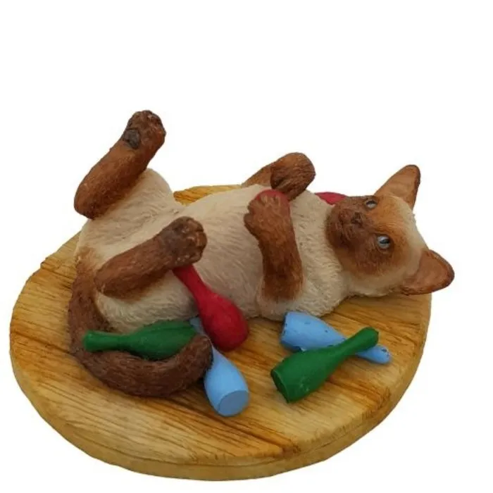 Kat speelt met kegelspel