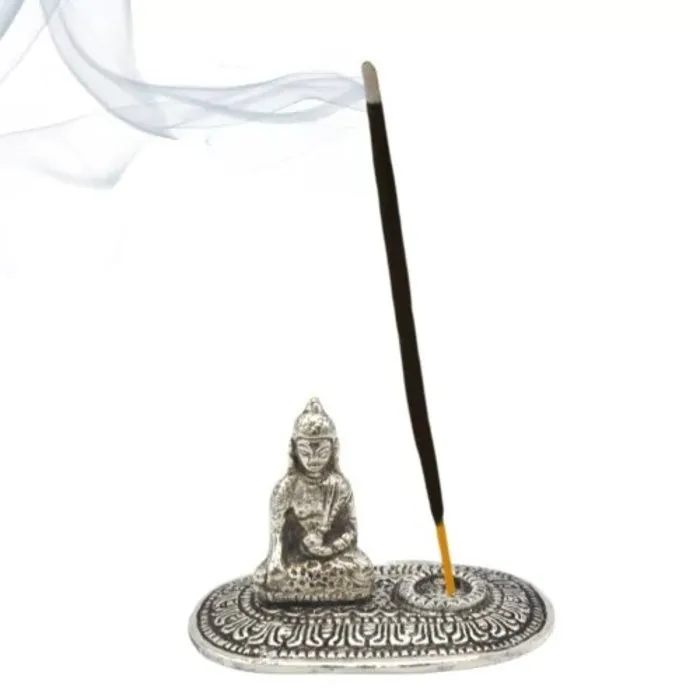 Wierookhouder Boeddha Zilver Antiek Finish