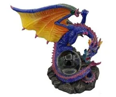 Draak Blauw met kristallen en bol