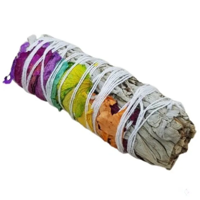 Witte Salie &  Rozenblaadjes Smudge 12cm