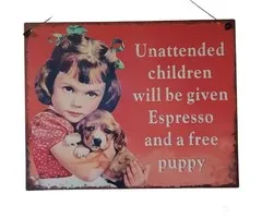 Retro bord- Unattended children