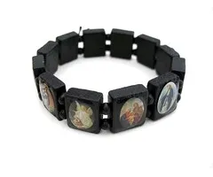 Houten armbandje religieus - kleur zwart