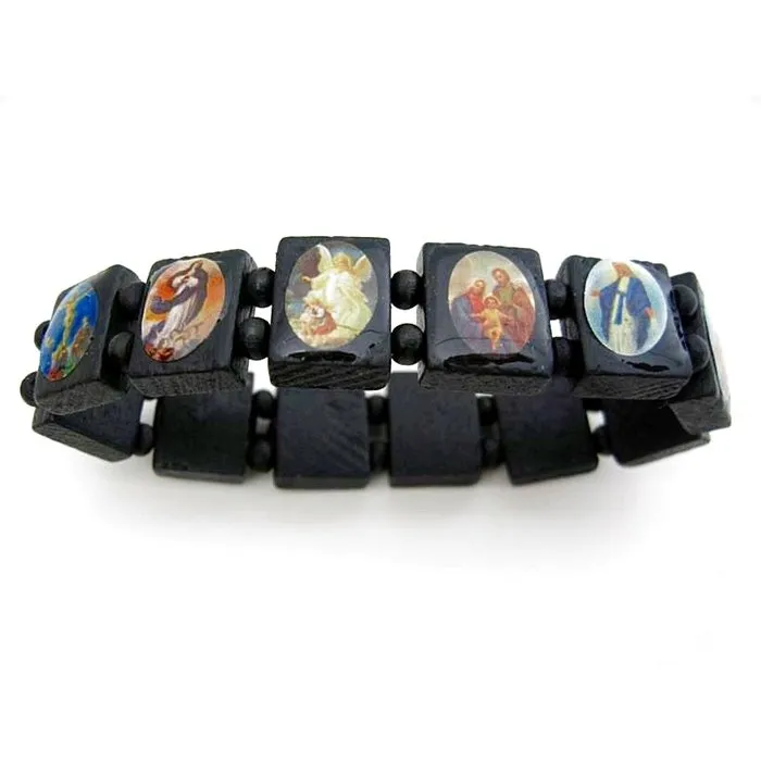 Houten armbandje religieus - kleur zwart