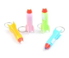 Sleutelhanger raket met ledlichtje 12 stuks