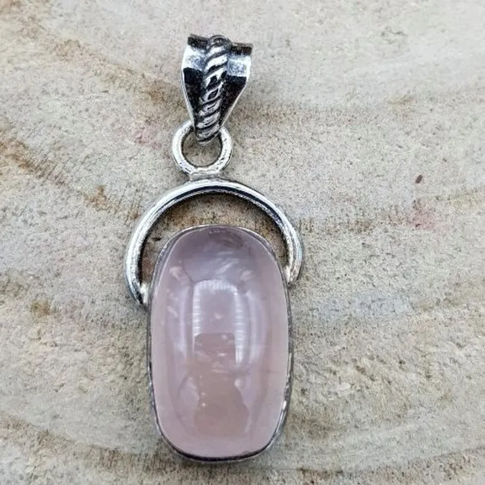 Rozenkwarts zilver hanger
