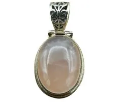 Rozenkwarts hanger zilver