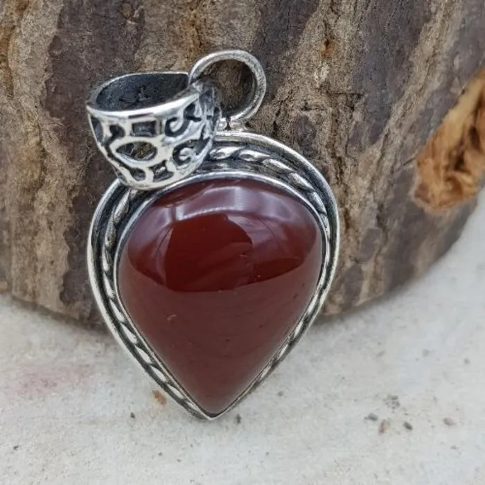 Carneool zilveren hanger