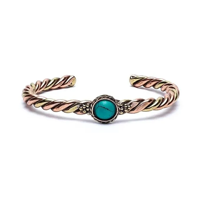 Gedraaide armband turquoisekleurige steen