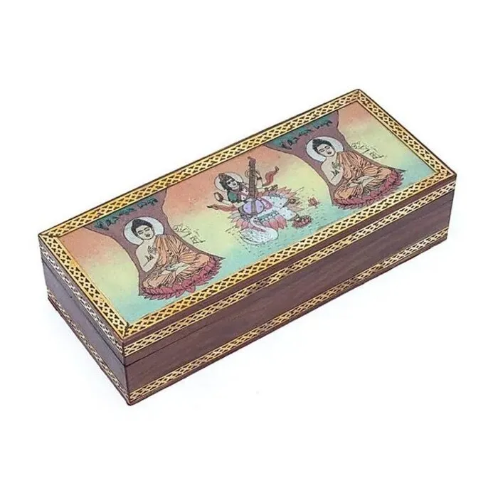 Tarot Sieradendoos Boeddha Saraswati Mangohout