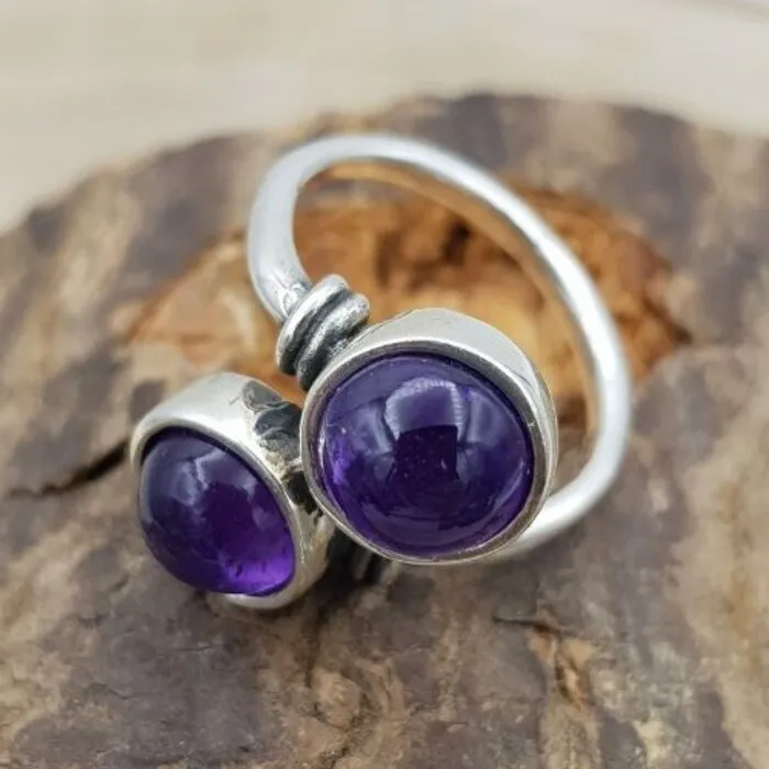 Ring Amethist zilver maat 6