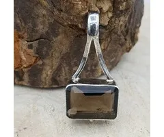Rookkwarts hanger zilver