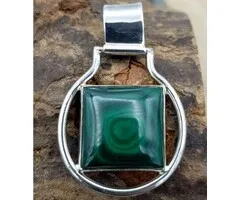 Malachiet hanger zilver swirl