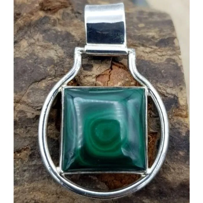 Malachiet hanger zilver swirl