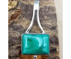 Malachiet hanger zilver wave