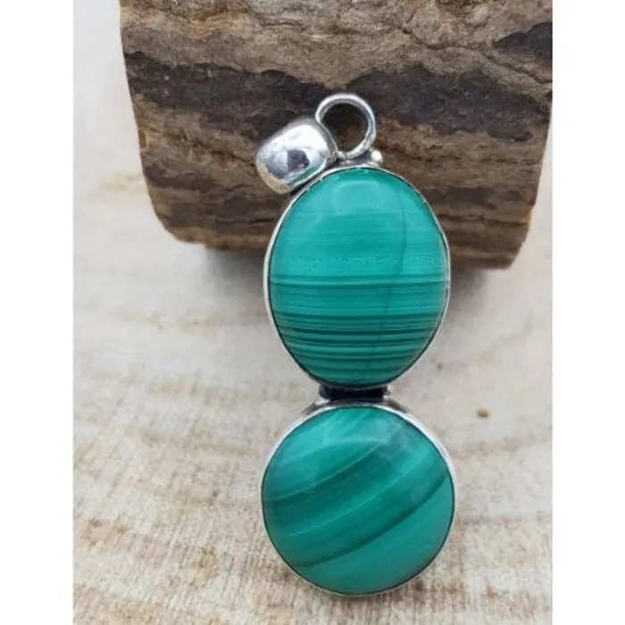 Malachiet Hanger Zilver Duo