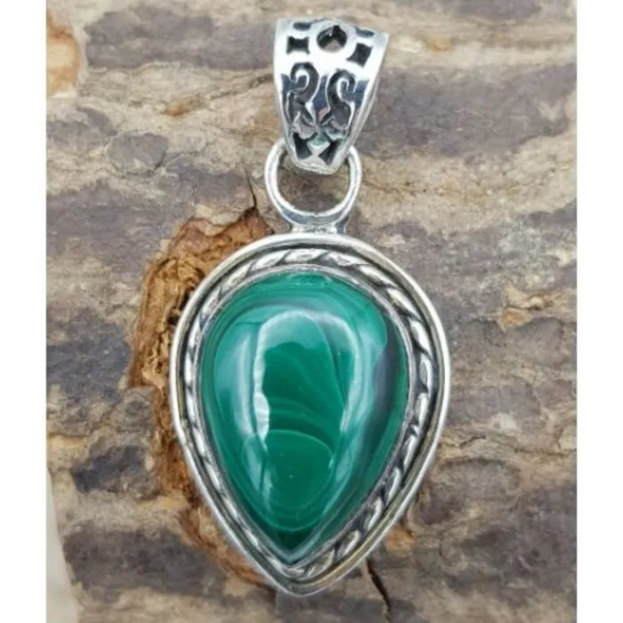 Malachiet Hanger Zilver Classic