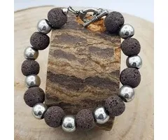 Armband Lavasteen Bruin