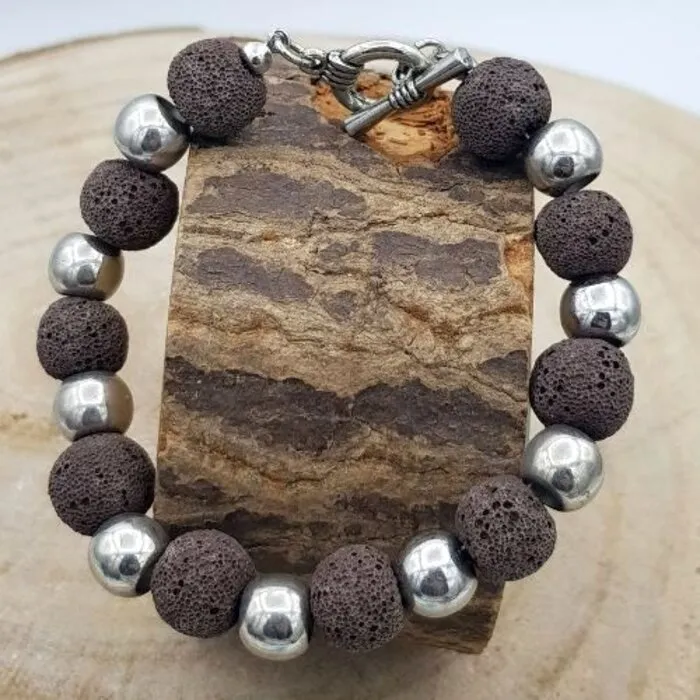 Armband Lavasteen Bruin