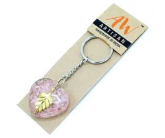 Orgonite Power Sleutelhangers - Rozenkwarts Gouden Blad