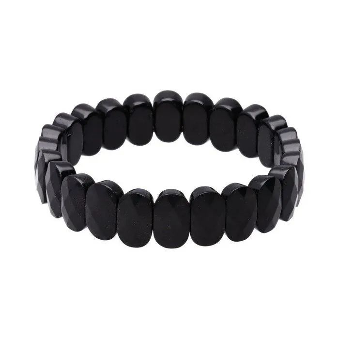 Armband Onyx gefacetteerde ovalen