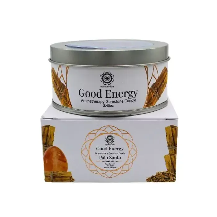 Edelsteen kaars Good Energy Palo Santo 70g