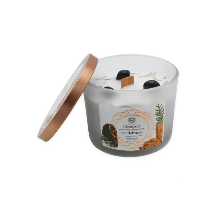 Edelsteen kaars Cleansing Sandalwood 256g