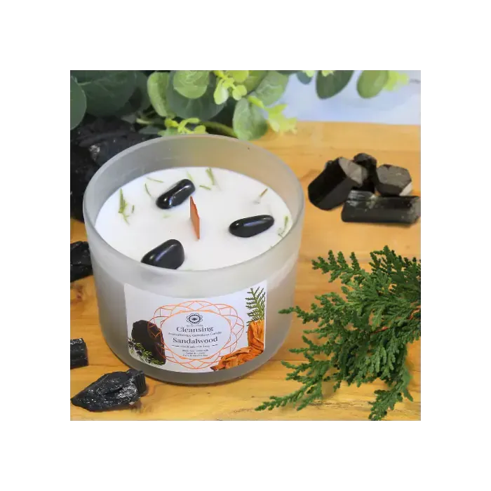 Edelsteen kaars Cleansing Sandalwood 256g
