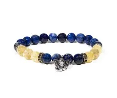 Armband lapis lazuli/rutielkwarts met ganesha