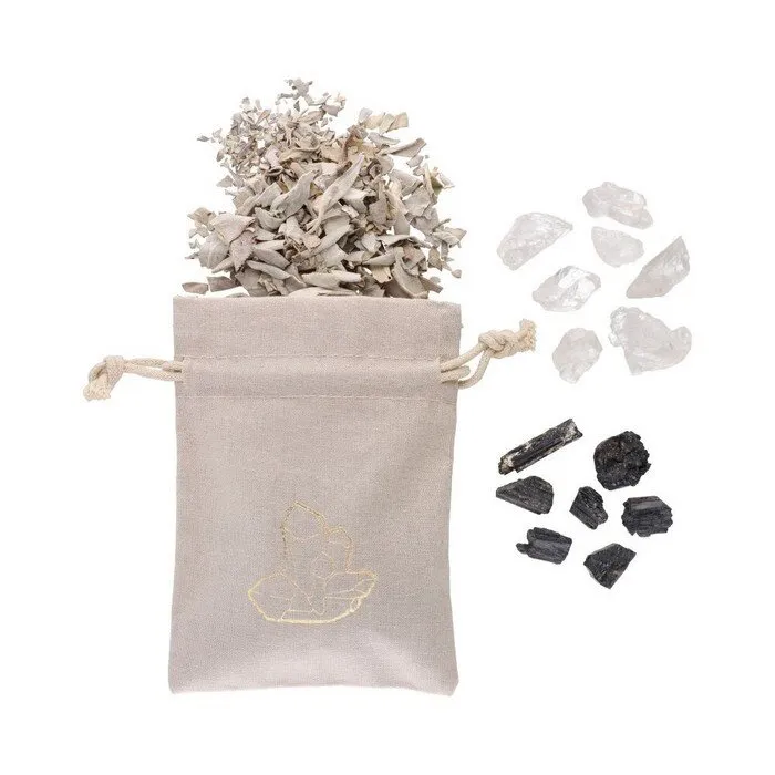 Beschermzakje met Salie Toermalijn en Bergkristal