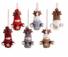 Hanger gebreide kerstengel met ster