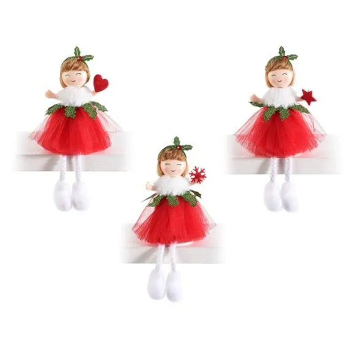 Kerstengel in rode tulle