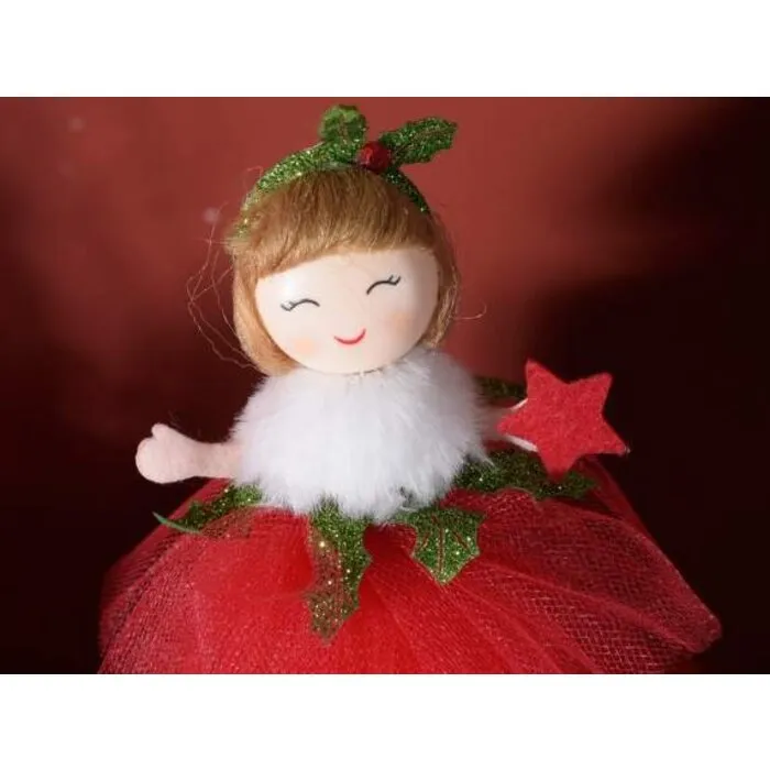 Kerstengel in rode tulle