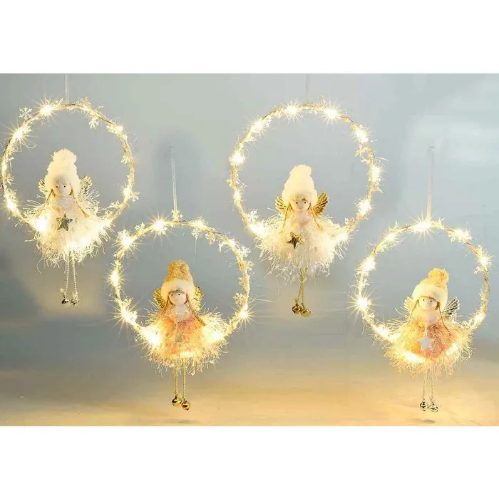 Hangcirkel met zittende engel en led-licht