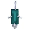 Zilver hanger Groene onyx  rechthoek
