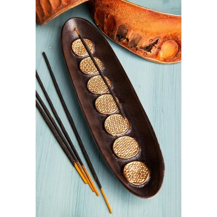 Wierookhouder levensbloem aluminium antiek