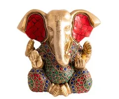 Ganesh messing met met hoogwaardige steenkunst