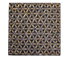 Levensbloem vierkante wierookhouder zwart en goud