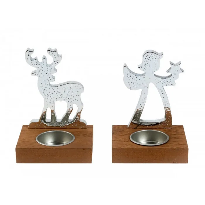 Theelichthouder set - rendier en engel