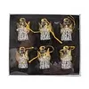 Glazen engelen met gouden glitters, set van 6
