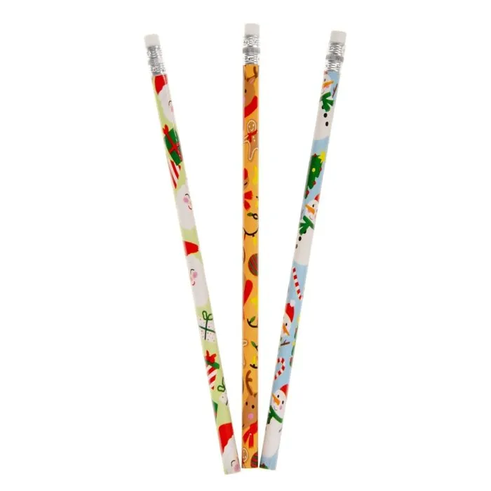 Potlood kerstmotief 12 stuks