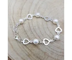 Armband zilver hart parel