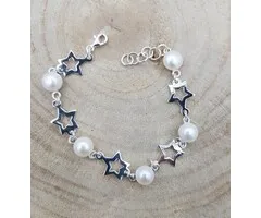 Armband zilver ster parel