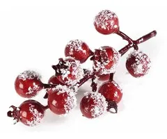 Besneeuwde tak met rode besjes 6 stuks