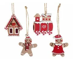 4 stuks Kerstkoekjes decoratie om op te hangen