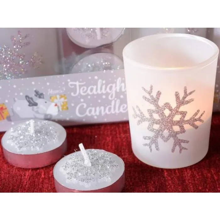 Kerst geschenkdoos met 2 theelichtjes en 2 kaarskouders