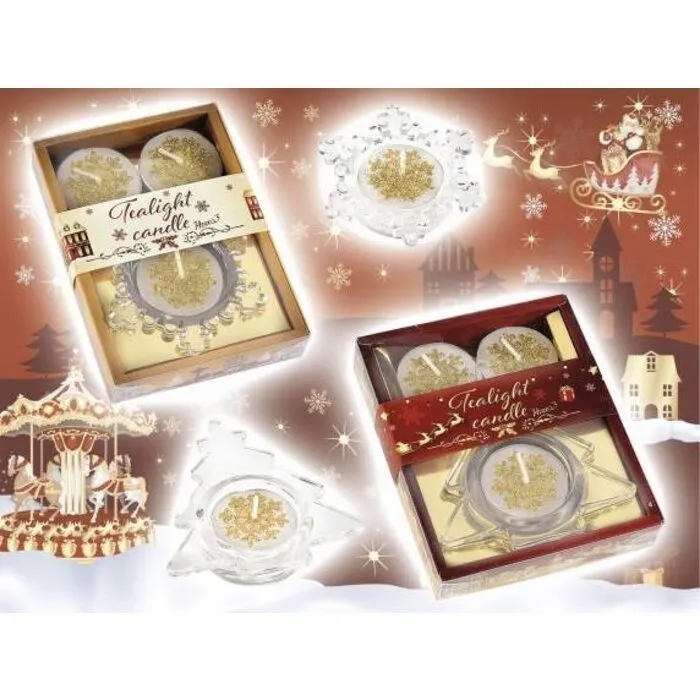 Geschenkdoos kaarshouder met 3 theelichtjes