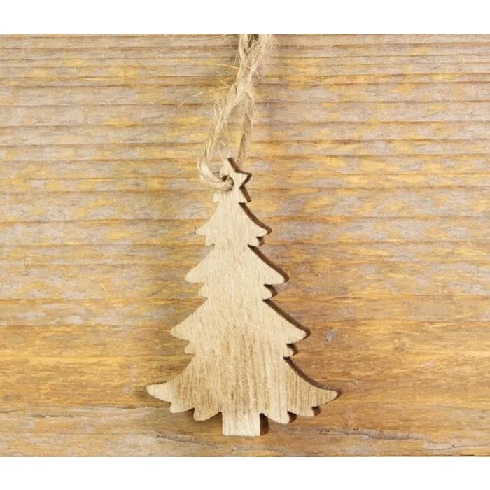 Houten hanger Kerstboom 8 stuks