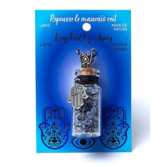 Geschenkflesje aan koord met lapis lazuli hand Fatima