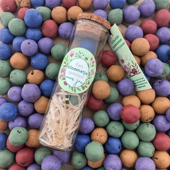 Flesje met 5 zaadbommen om zelf te planten